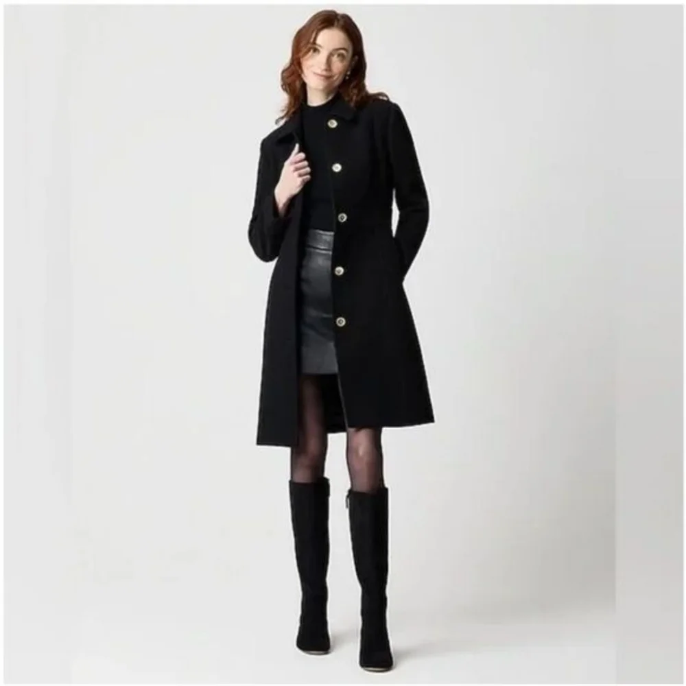 J Crew Factory Wool-blend lady day coat AT468 Size 6 Petite NWT Black - Picture 2 of 9